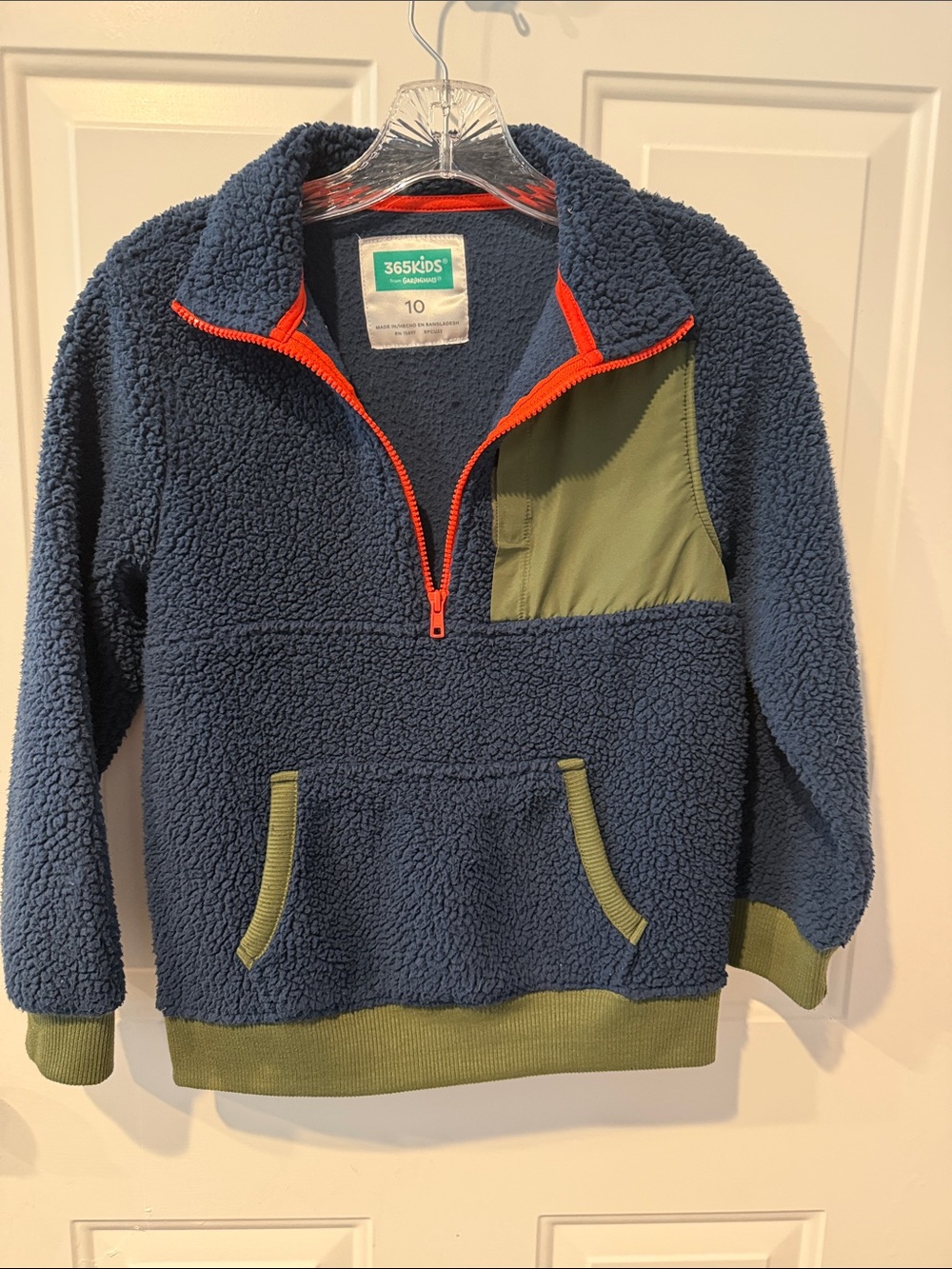 Garanimals Navy Sherpa Pullover with Olive and Orange Accents